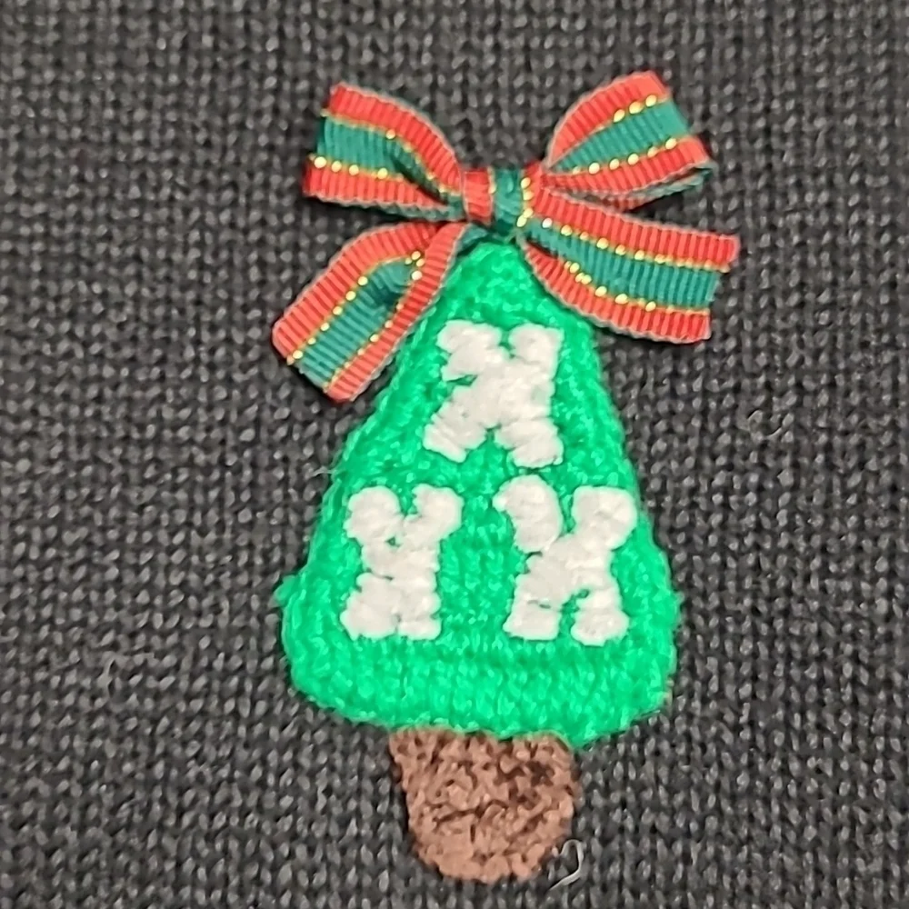 Vintage Berek Boa feather Poodle Jingle Bells on Wreaths Sweater Size L. - Picture 16 of 17
